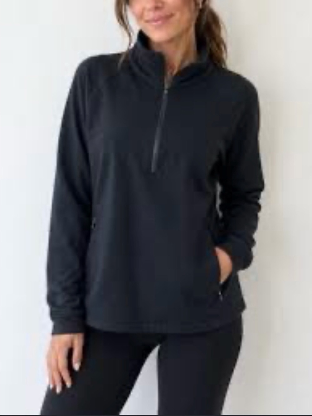 J. Jill Fit Women's (Size LP) Black Quarter-Zip Pullover